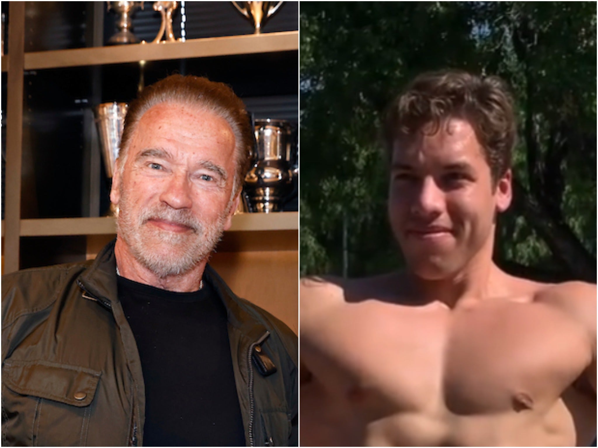<p>Arnold Schwarzenegger and his son, Joseph Baena</p>