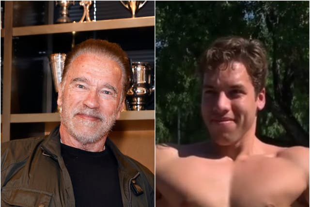 <p>Arnold Schwarzenegger and his son, Joseph Baena</p>