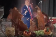 Donald Trump Jr shares bizarre video of former president dancing out of Thanksgiving turkey