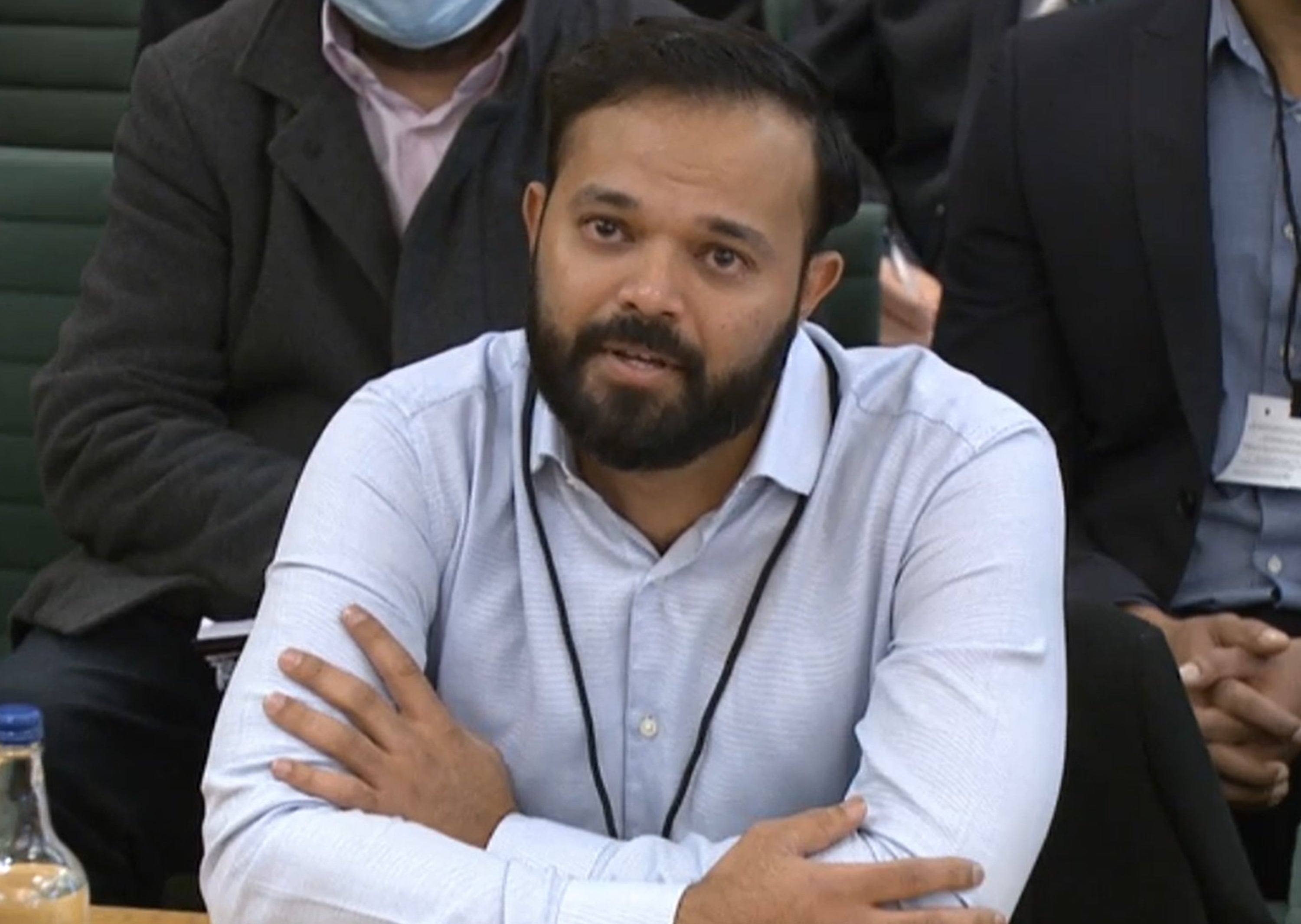 Azeem Rafiq gives evidence about his experiences of racism (House of Commons/PA)