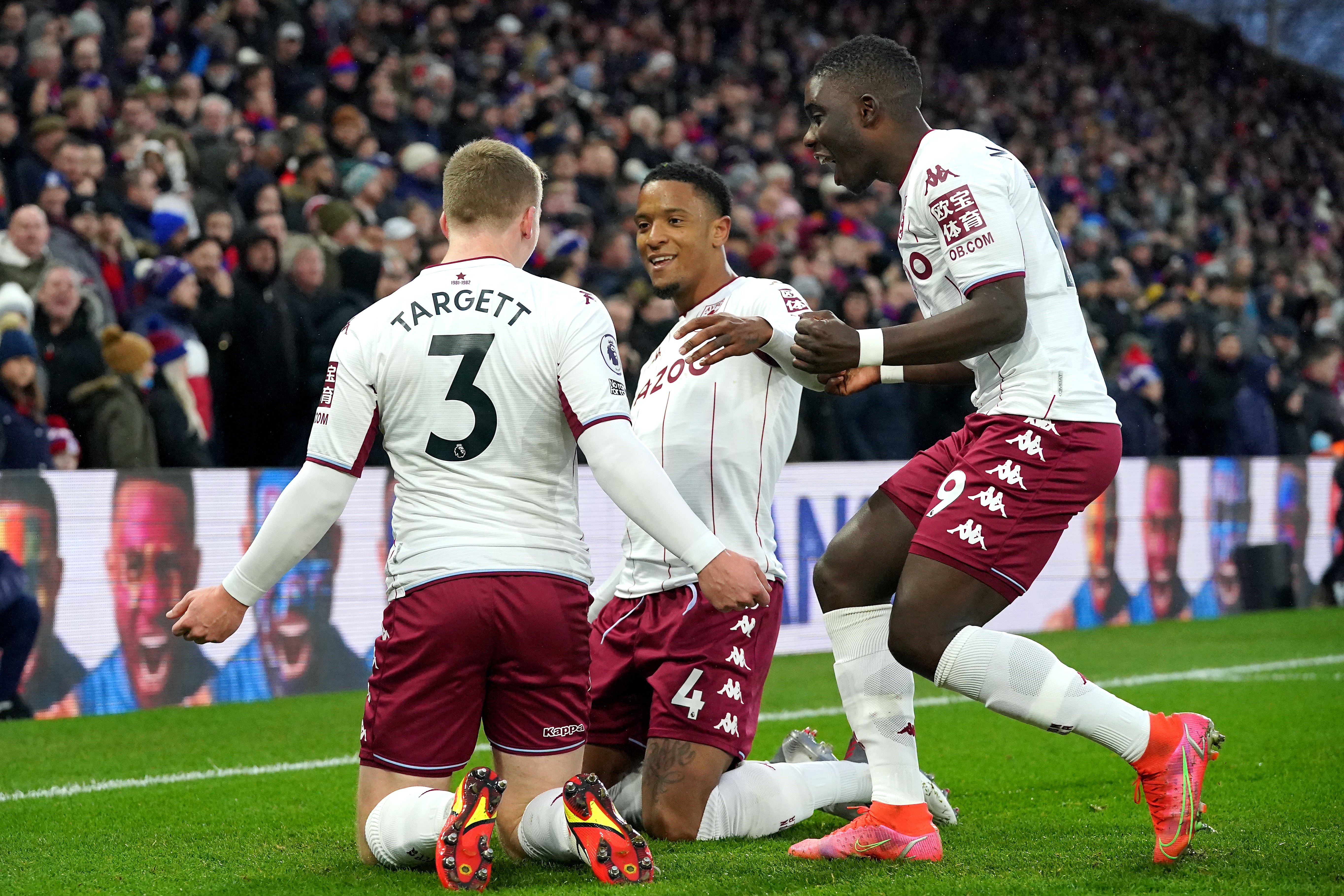 Aston Villa’s Matt Targett celebrates at Crystal Palace