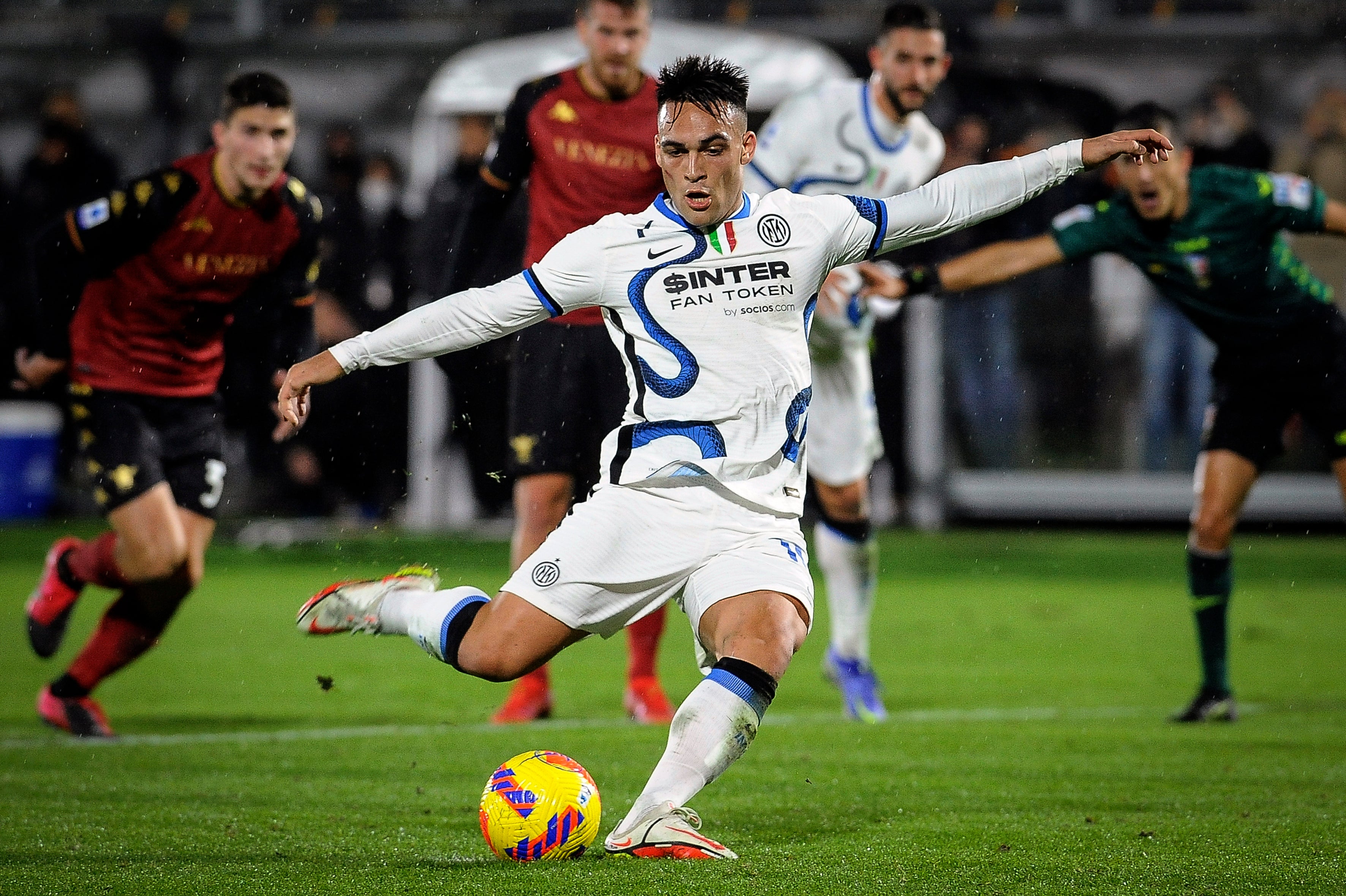 Lautaro Martinez scoring the penalty that secured Inter all three points (Claudio Martinelli/AP/Press Association Images)