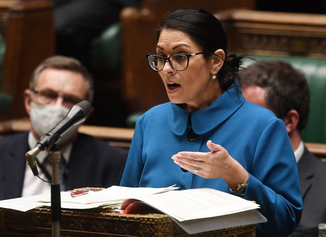 <p>Home Secretary Priti Patel making a Statement on the 'Small boats incident in the Channel', in the House of Commons in London on November 25, 2021.</p>