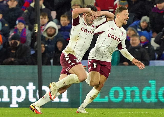 Aston Villa’s John McGinn (left) celebrates scoring at Crystal Palace (Jonathan Brady/PA)