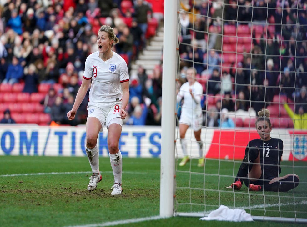 England’s Ellen White celebrates scoring the winner against Austria (Zac Godwin/PA)