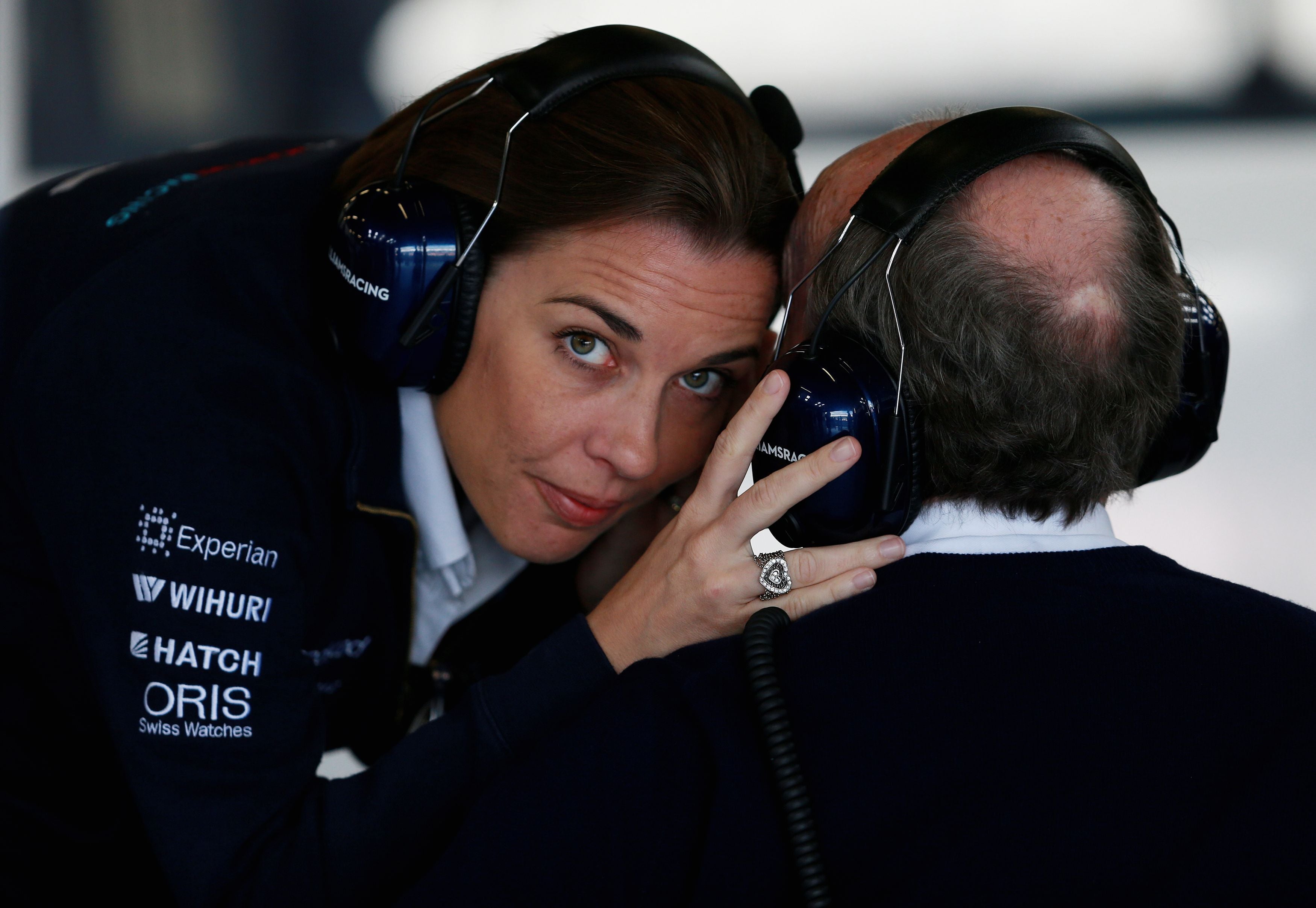 Claire Williams chats with her father Sir Frank (David Davies/PA)