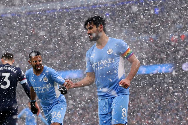 <p>Ilkay Gundogan captained Man City and scored their first goal </p>