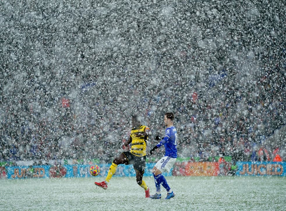 James Maddison, right, helped Leicester to victory over Watford in testing conditions (Tim Goode/PA)