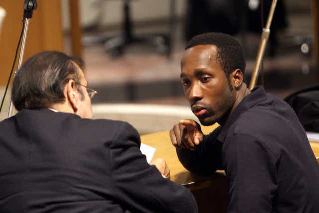 <p>Rudy Guede (right) was released from an Italian prison last week after serving 13 years for the rape and murder of Meredith Kercher in Perugia on 1 November 2007</p>