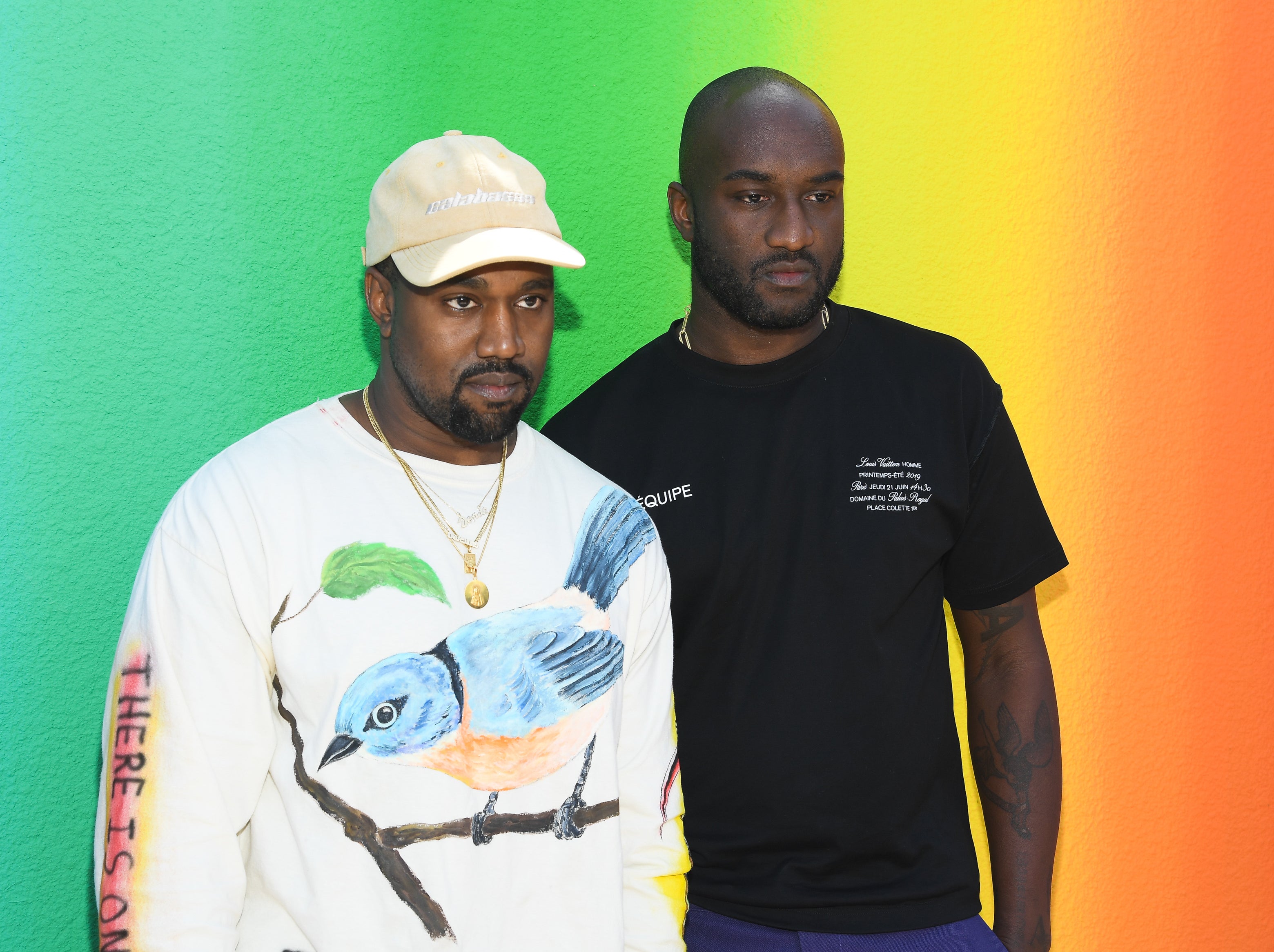 <p>Kanye West with Virgil Abloh at Paris Fashion Week, 2018</p>