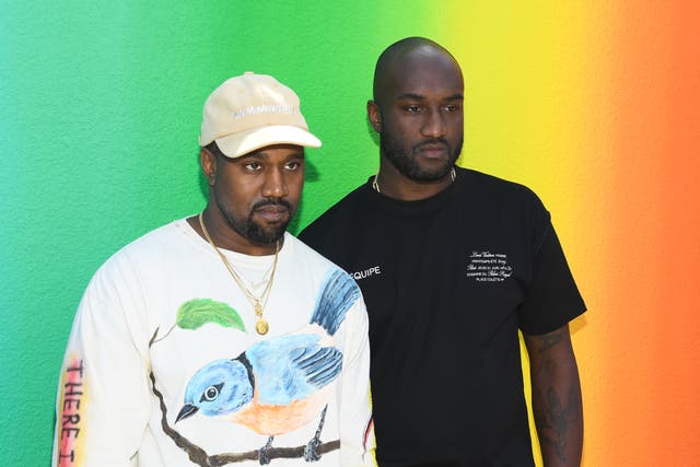 <p>Kanye West with Virgil Abloh at Paris Fashion Week, 2018</p>