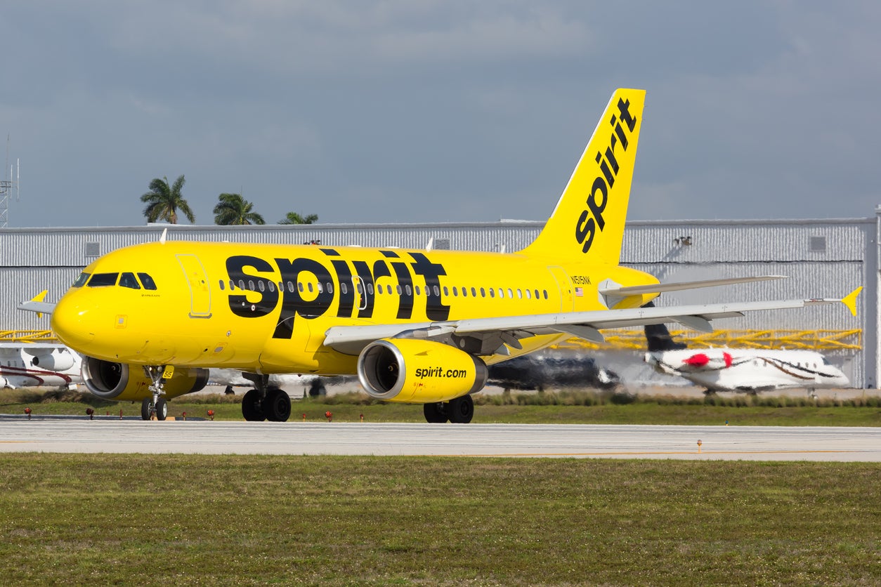 A Spirit aircraft on the tarmac in Fort Lauderdale