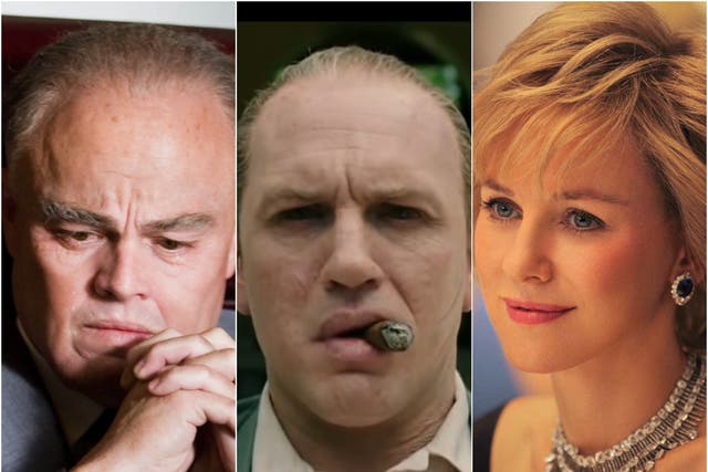 Leonardo DiCaprio en 'J Edgar', Tom Hardy en 'Capone' y Naomi Watts en 'Diana'