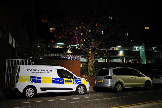 A police forensics van near the scene in Wood Green, north London (Aaron Chown/PA)