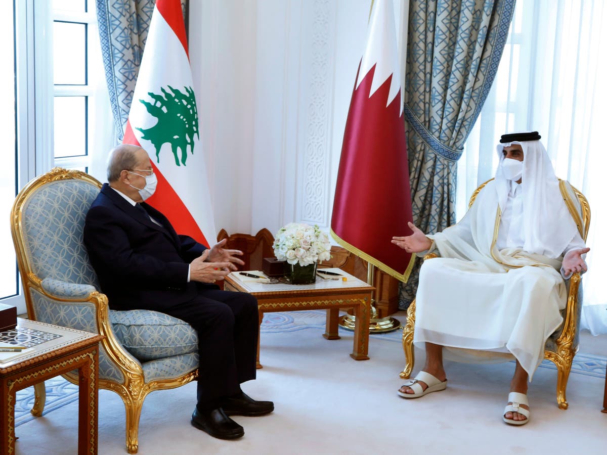 Lebanon’s president in Qatar for talks over Gulf crisis