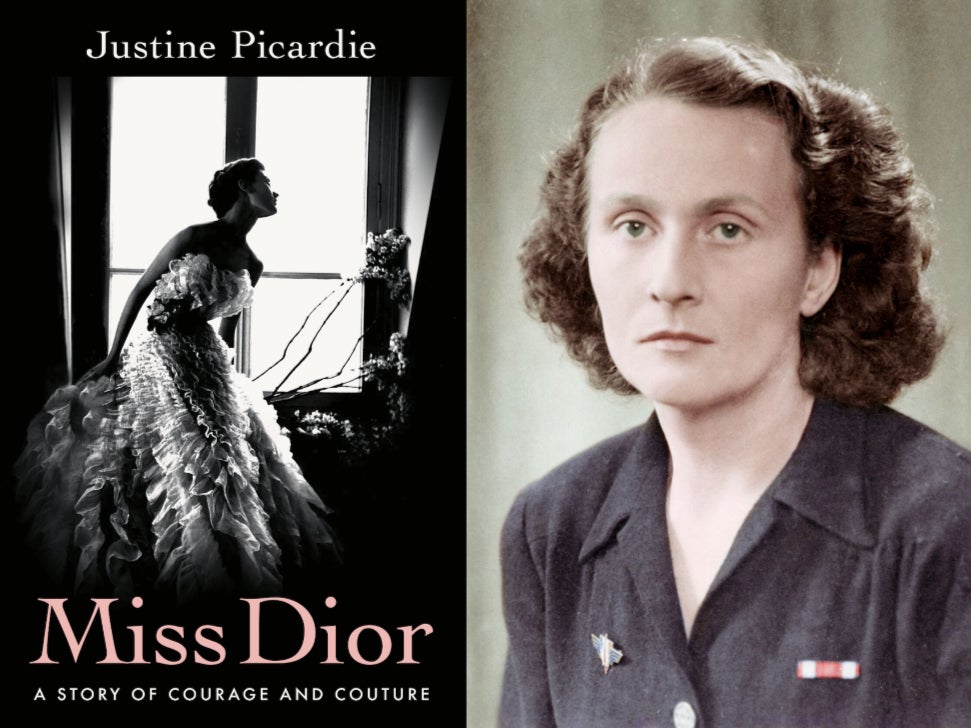 Justine Picardie is the author of ‘Miss Dior: A Story of Courage and Couture’ (left) about Catherine Dior (right)