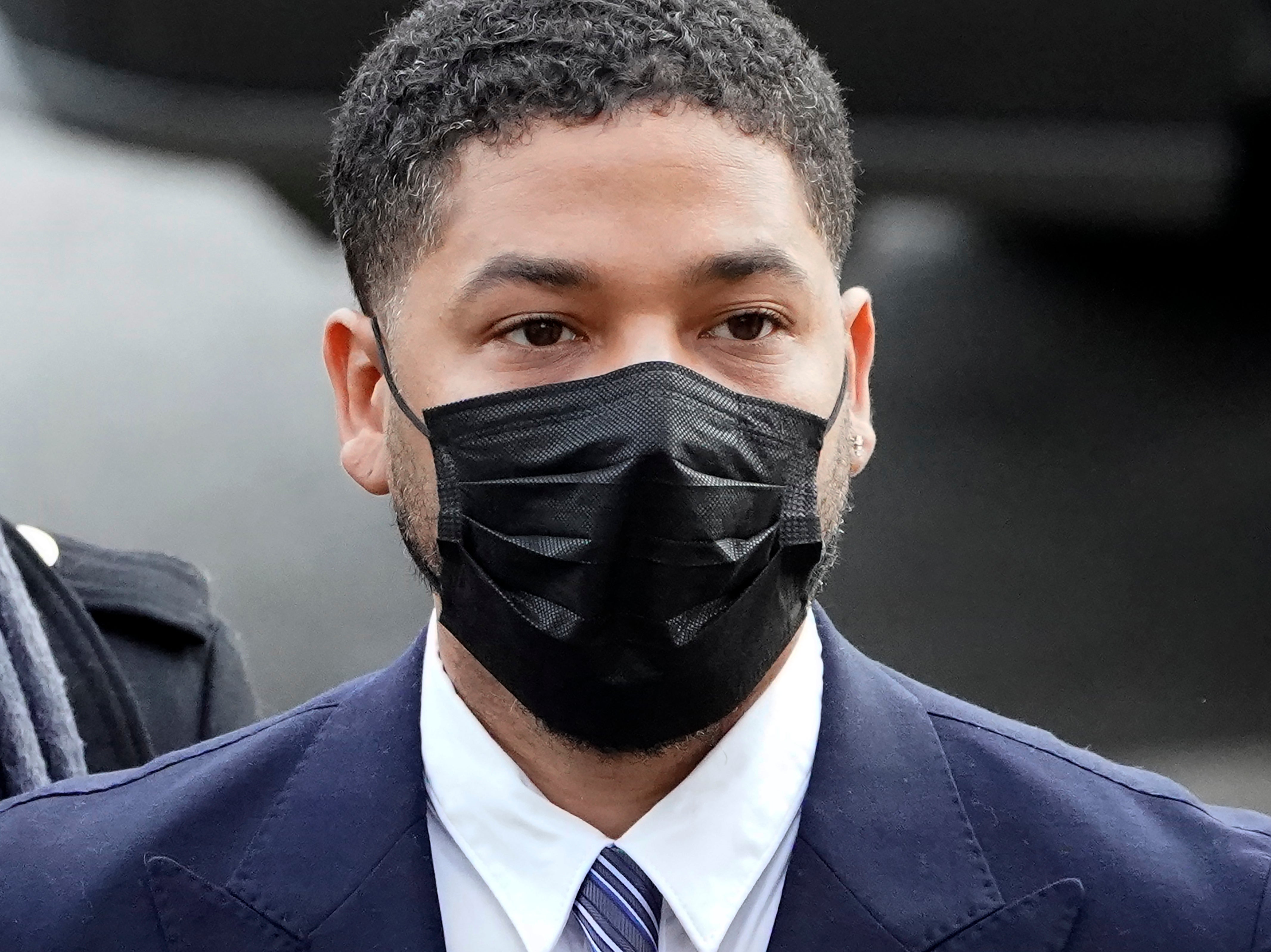 <p>Jussie Smollett arrives at court</p>