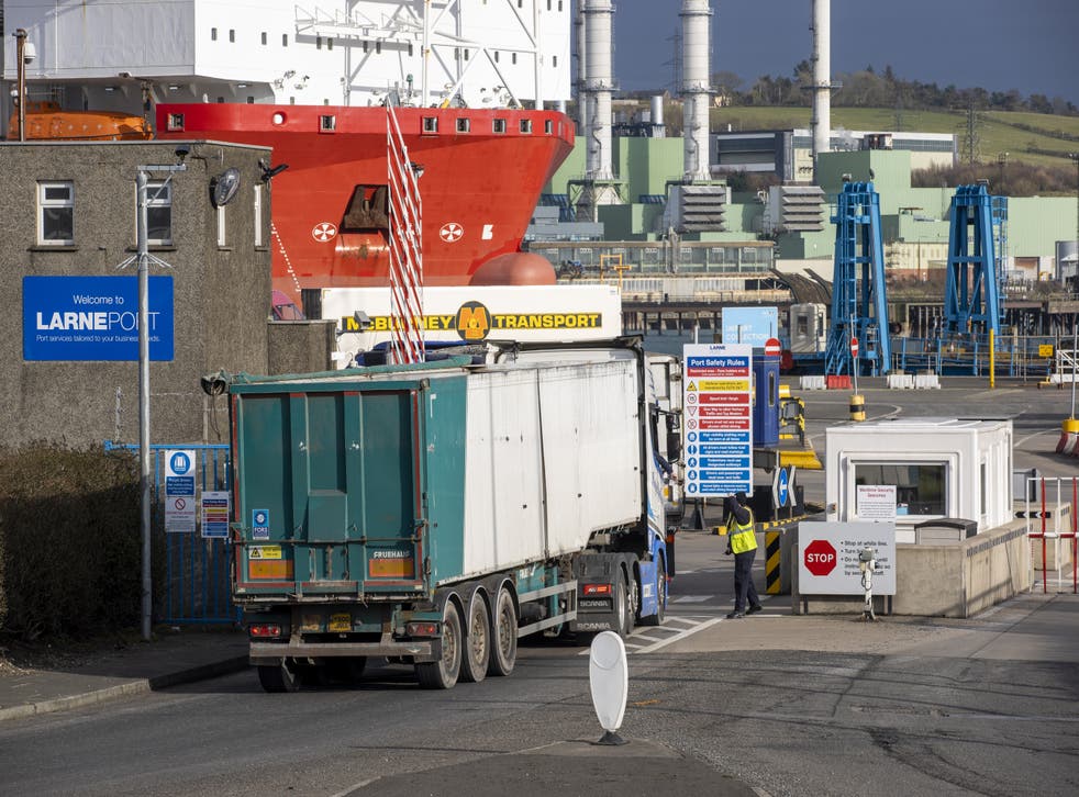 Edwin Poots was asked about checks carried out on animals at Larne Harbour (Liam McBurney/PA)