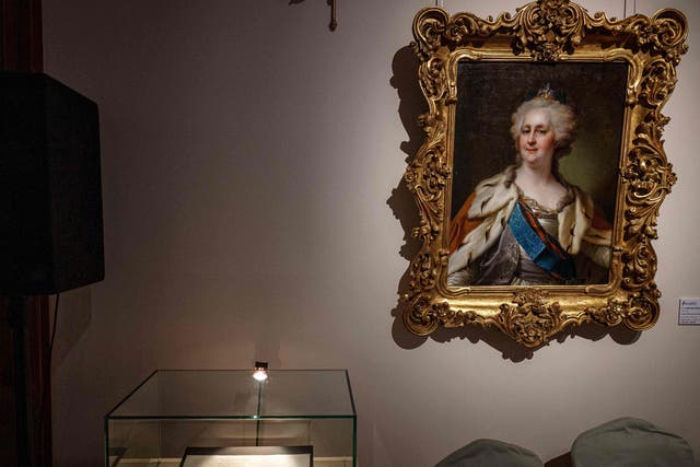 <p>Catherine the Great’s letter supporting vaccinations is displayed in Moscow on 18 November </p>