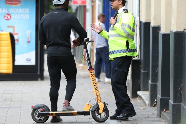 Police have accused retailers of selling private e-scooters without making customers fully aware they cannot legally be used on public land (Yui Mok/PA)