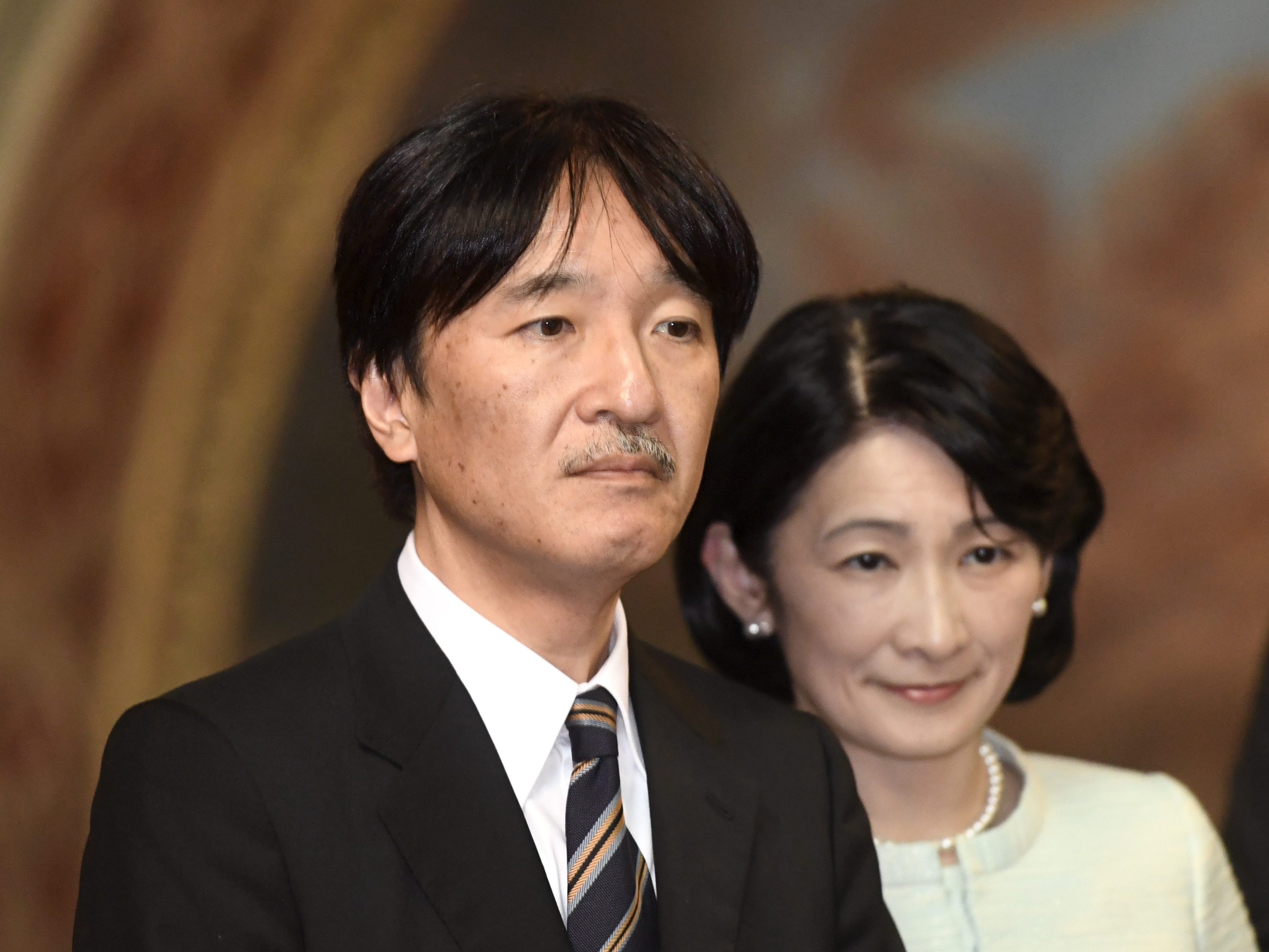 <p>File: Crown Prince Akishino and Crown Princess Kiko of Japan visit the Turku Cathedral in Turku, Finland on 3 July 2019</p>