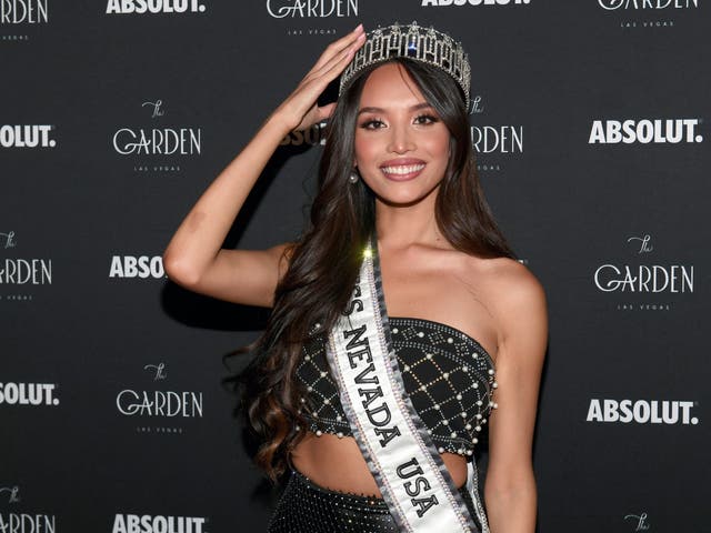 <p>Miss Nevada USA 2021 Kataluna Enriquez, Miss USA's first transgender pageant winner, attends a celebration in her honor at The Garden Las Vegas on July 23, 2021 in Las Vegas, Nevada</p>
