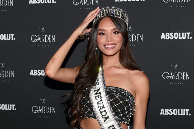 <p>Miss Nevada USA 2021 Kataluna Enriquez, Miss USA's first transgender pageant winner, attends a celebration in her honor at The Garden Las Vegas on July 23, 2021 in Las Vegas, Nevada</p>