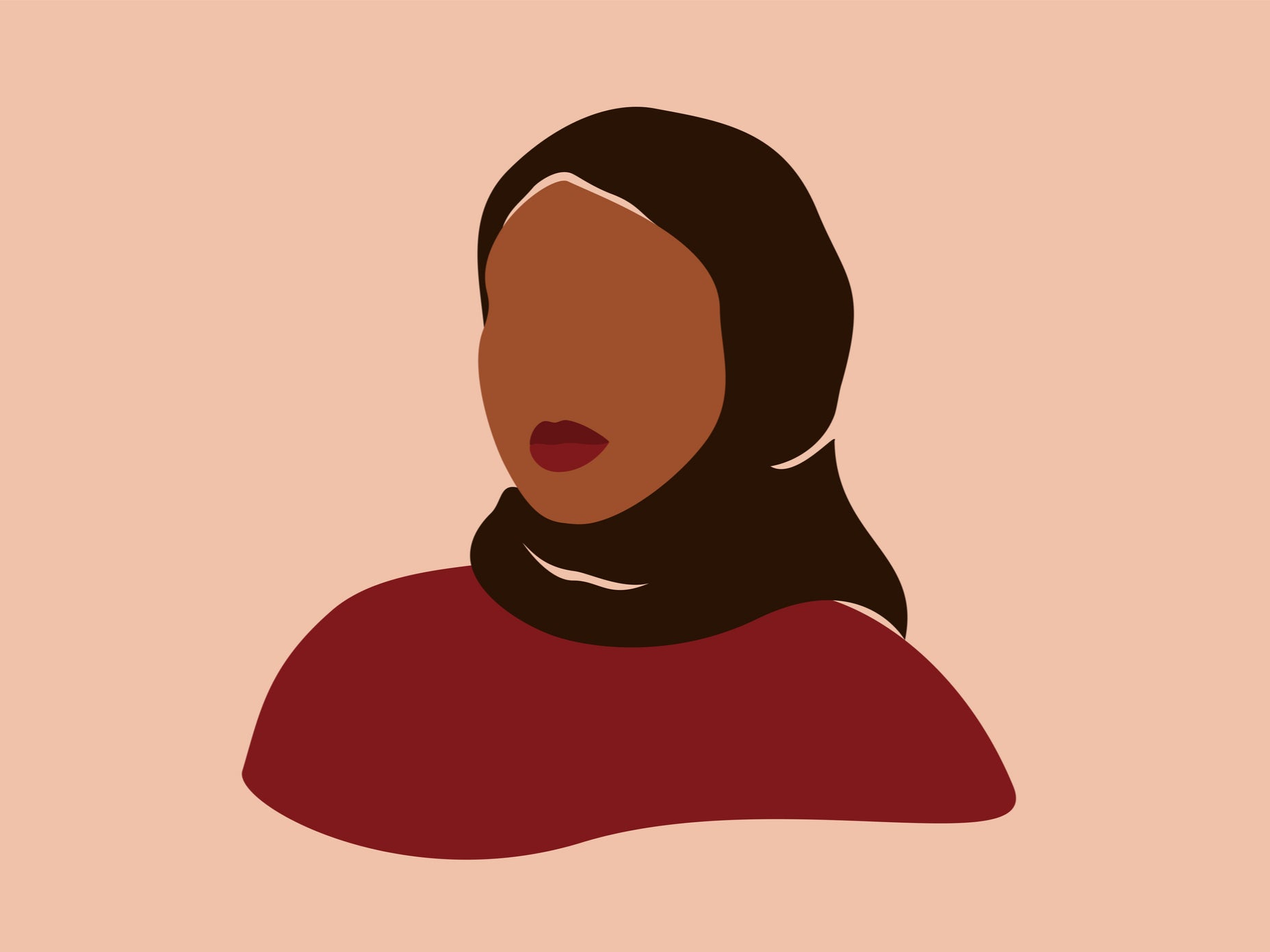 A silhouette of a Muslim woman wearing a hijab