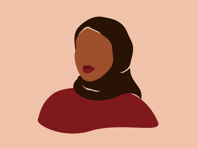 <p>A silhouette of a Muslim woman wearing a hijab</p>