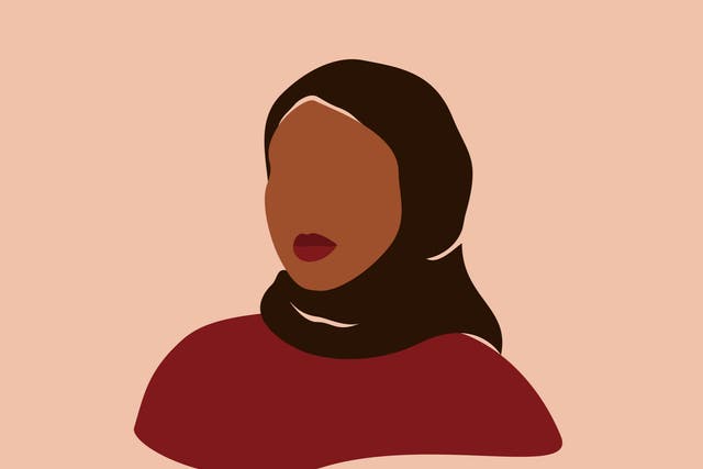 <p>A silhouette of a Muslim woman wearing a hijab</p>
