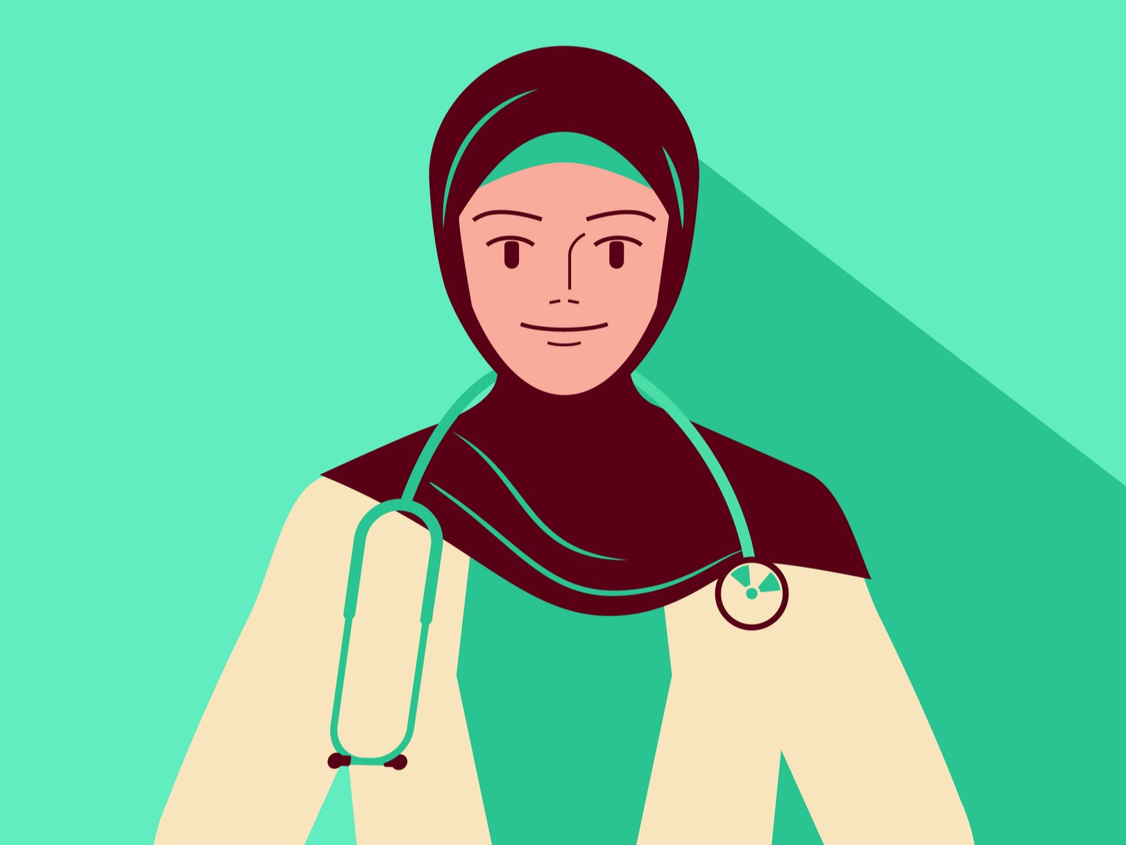 A Muslim doctor wearing a hijab