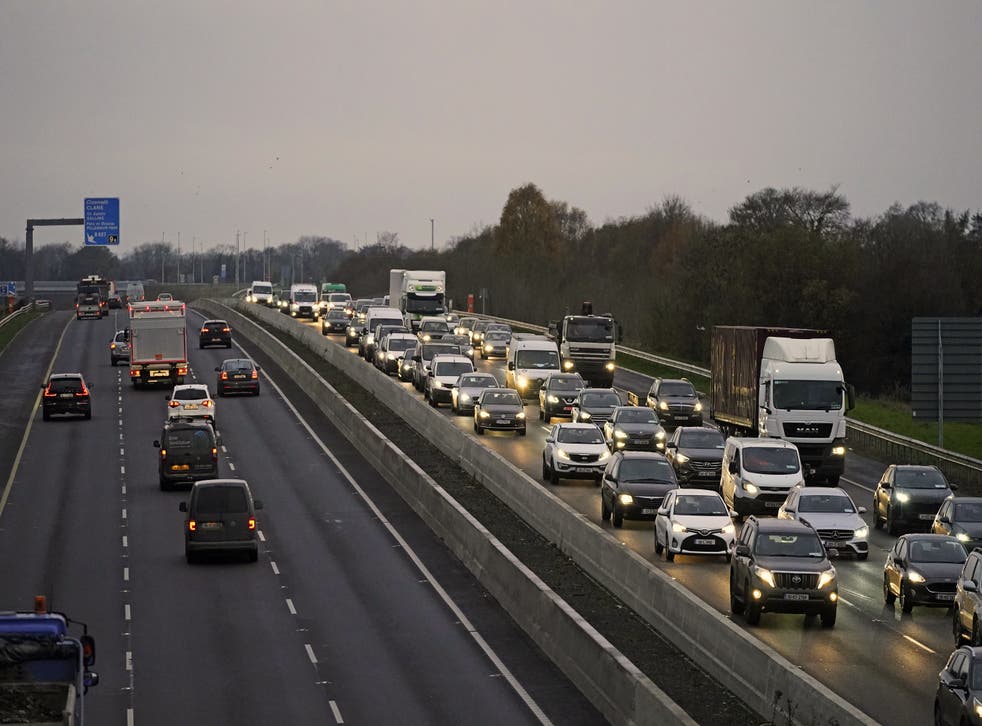 Congestion on the M7 near Naas, in Co Kildare (Niall Carson/PA)