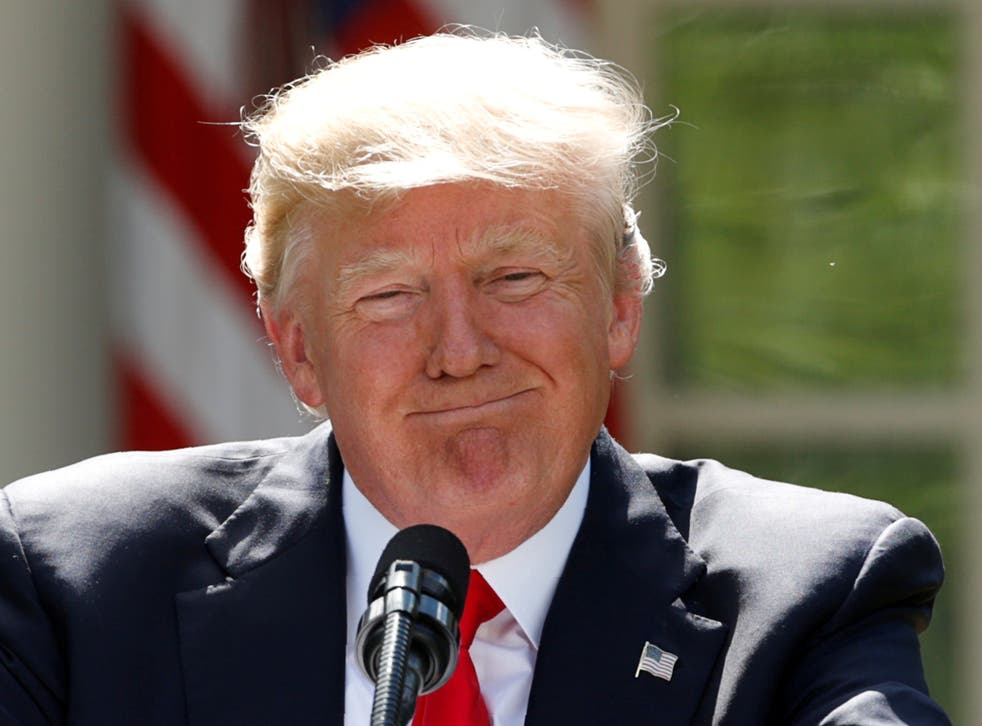 <p>Former president Donald Trump during an announcement in 2017</p>