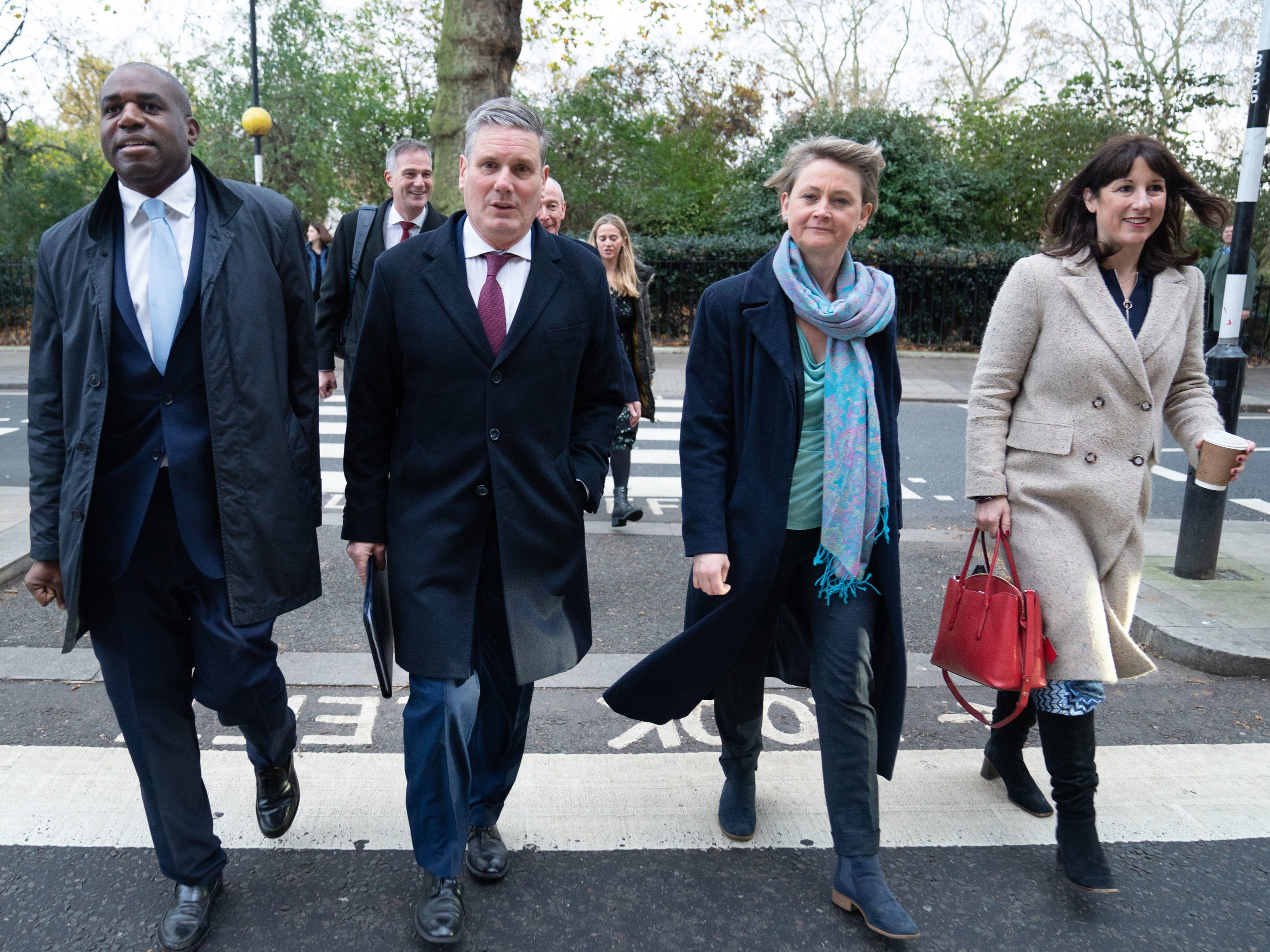 Keir Starmer is joined by leading members of his shadow cabinet