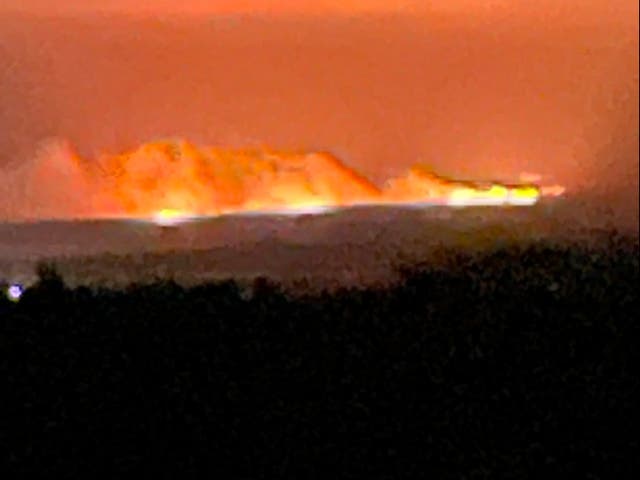 <p>Fire at Studland Heath</p>