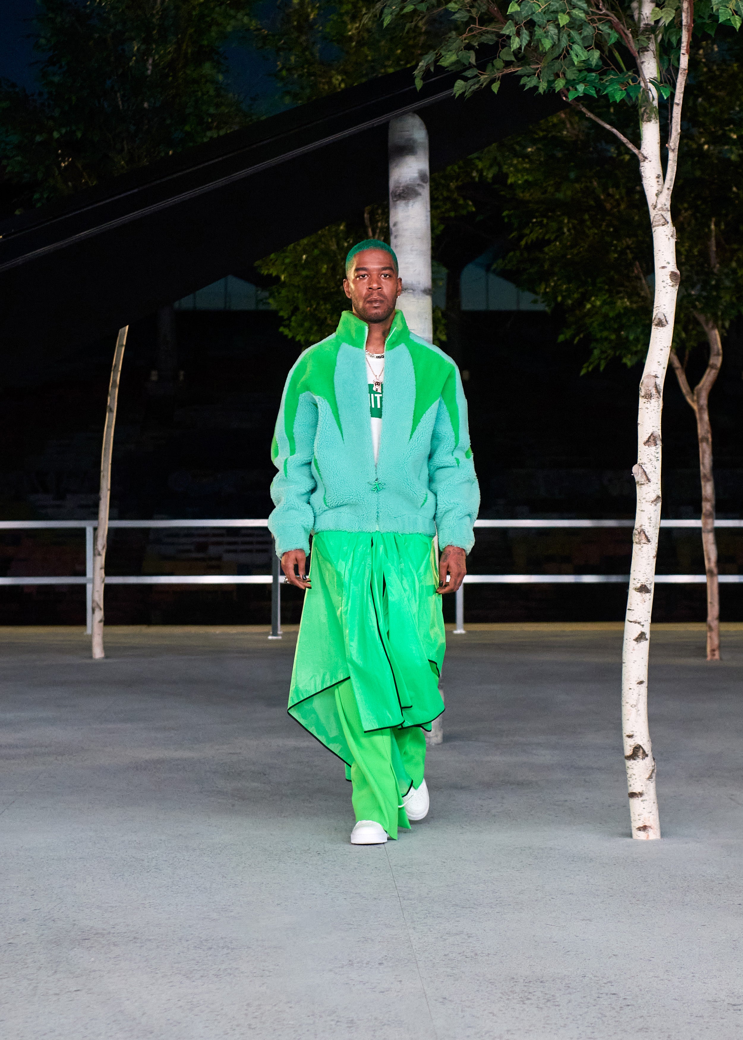 One of the looks from the show was modelled by Kid Cudi.