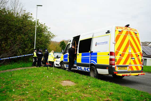 Police at the scene on Thurlestone Walk in Plymouth (Ben Birchall/PA)