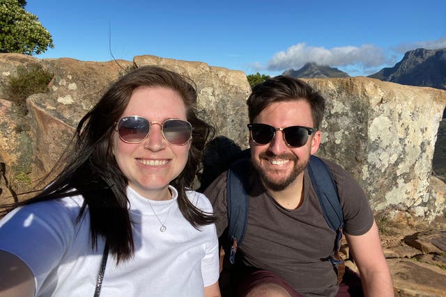 <p>Emily and Owen enjoying South Africa before the red list change</p>
