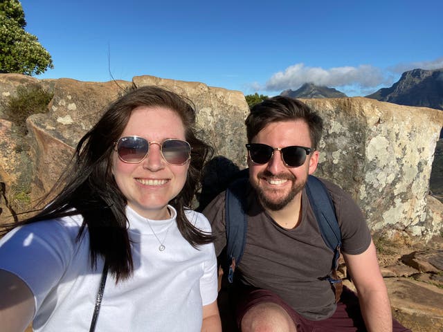 <p>Emily and Owen enjoying South Africa before the red list change</p>