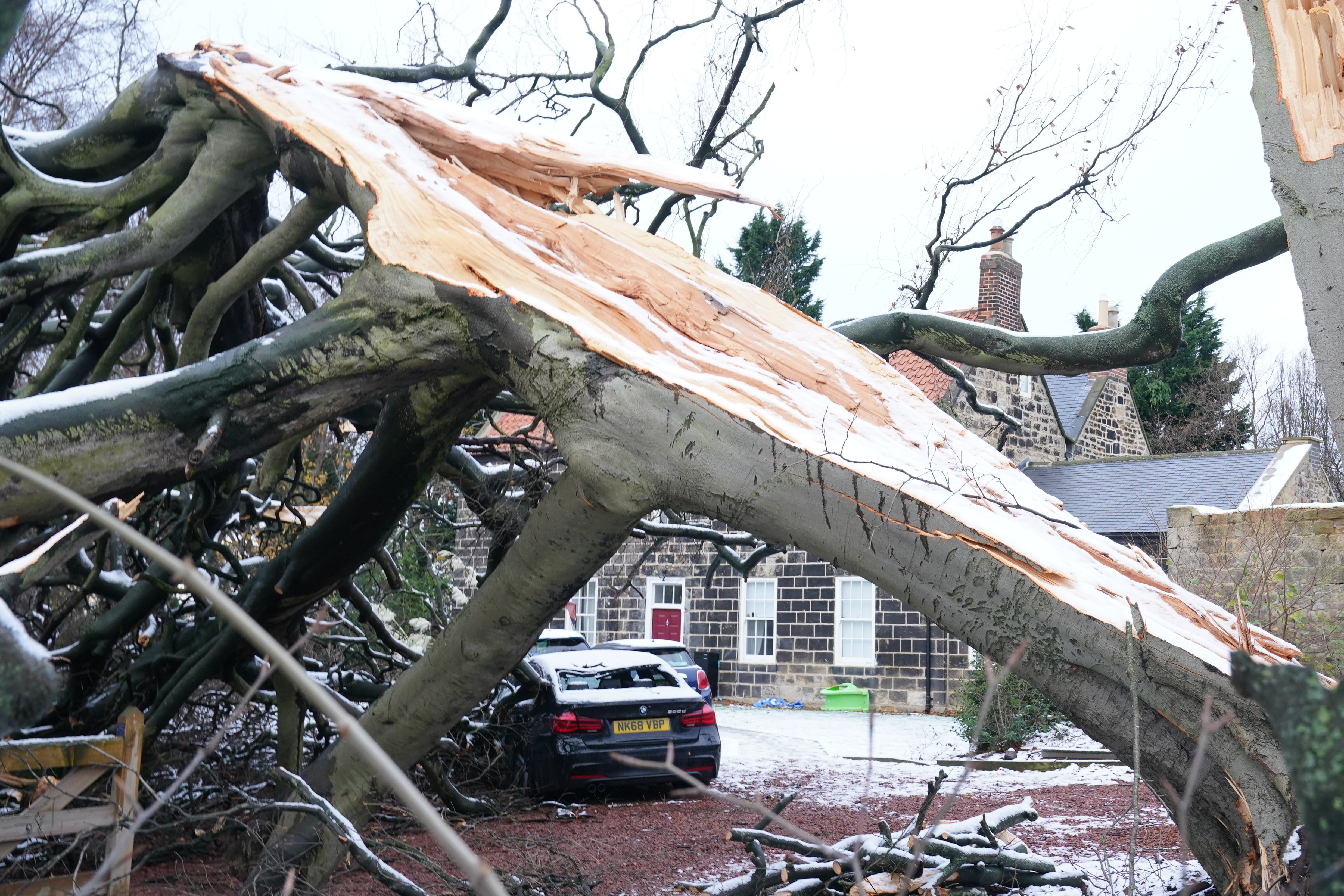 Over 9,000 homes remain without electricity eight days after Storm Arwen tore down trees and damaged power lines (Owen Humphreys/PA)