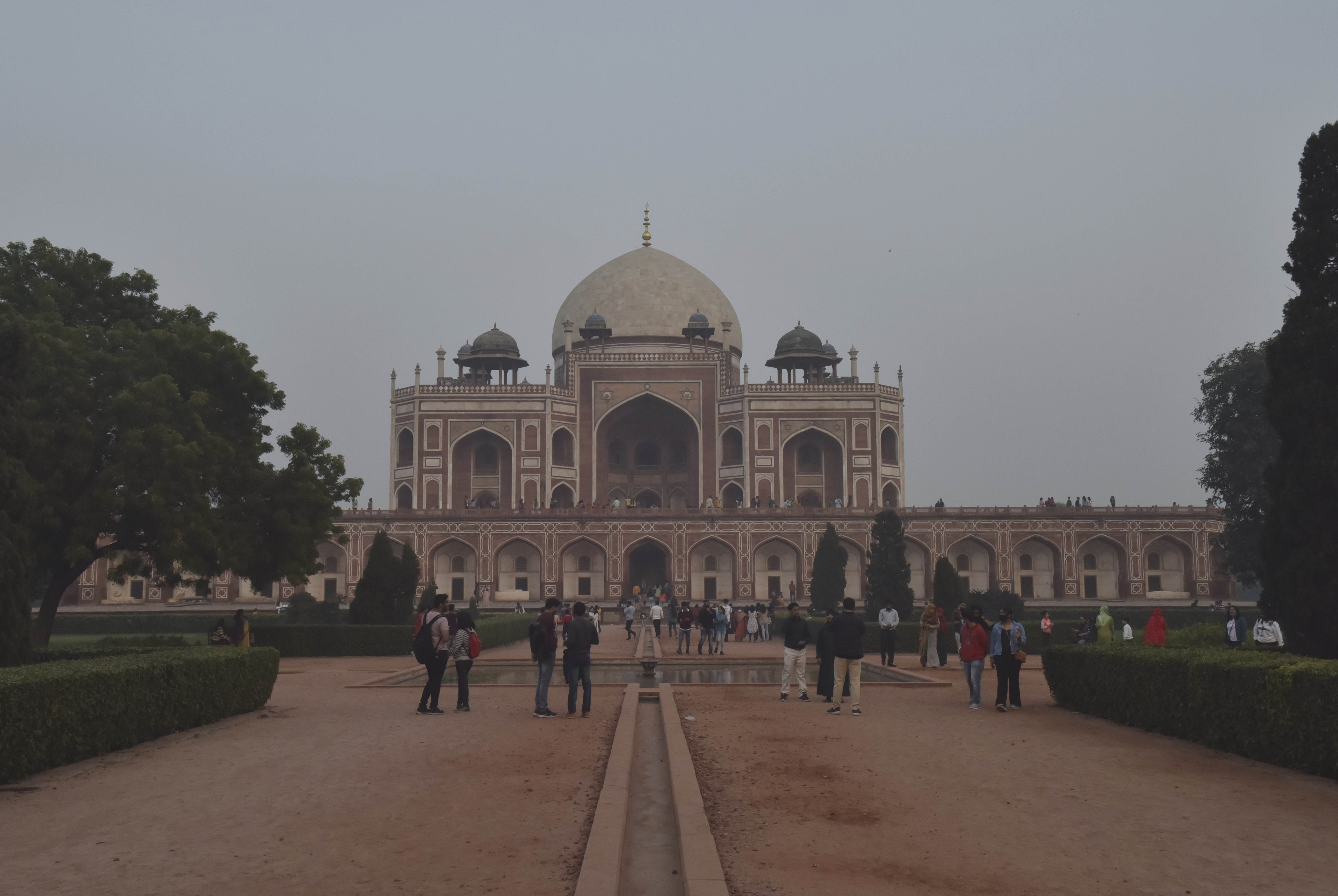Smog and pollution are seen around the tomb of the Mughal Emperor Humayun in New Delhi