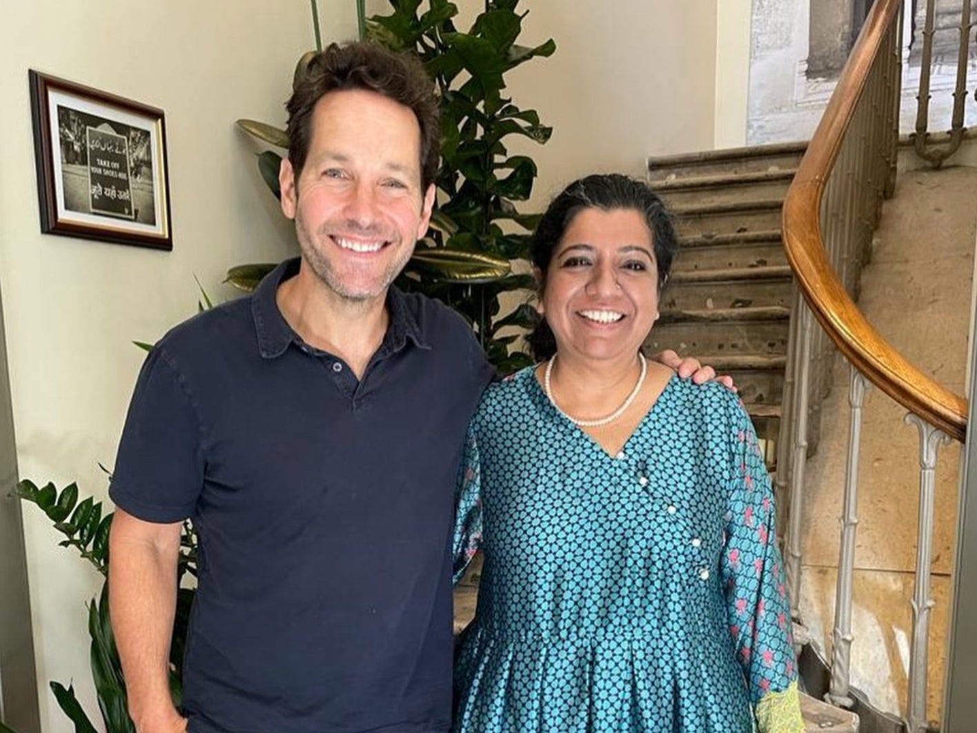 Paul Rudd with Asma Khan during one of his visits to Darjeeling Express