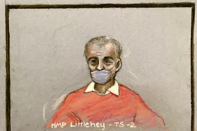 A court sketch of Barry Bennell as he appeared via video link at the High Court in London (Elizabeth Cook/PA)