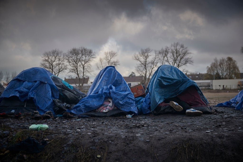 A camp in Calais, which has seen freezing temperatures