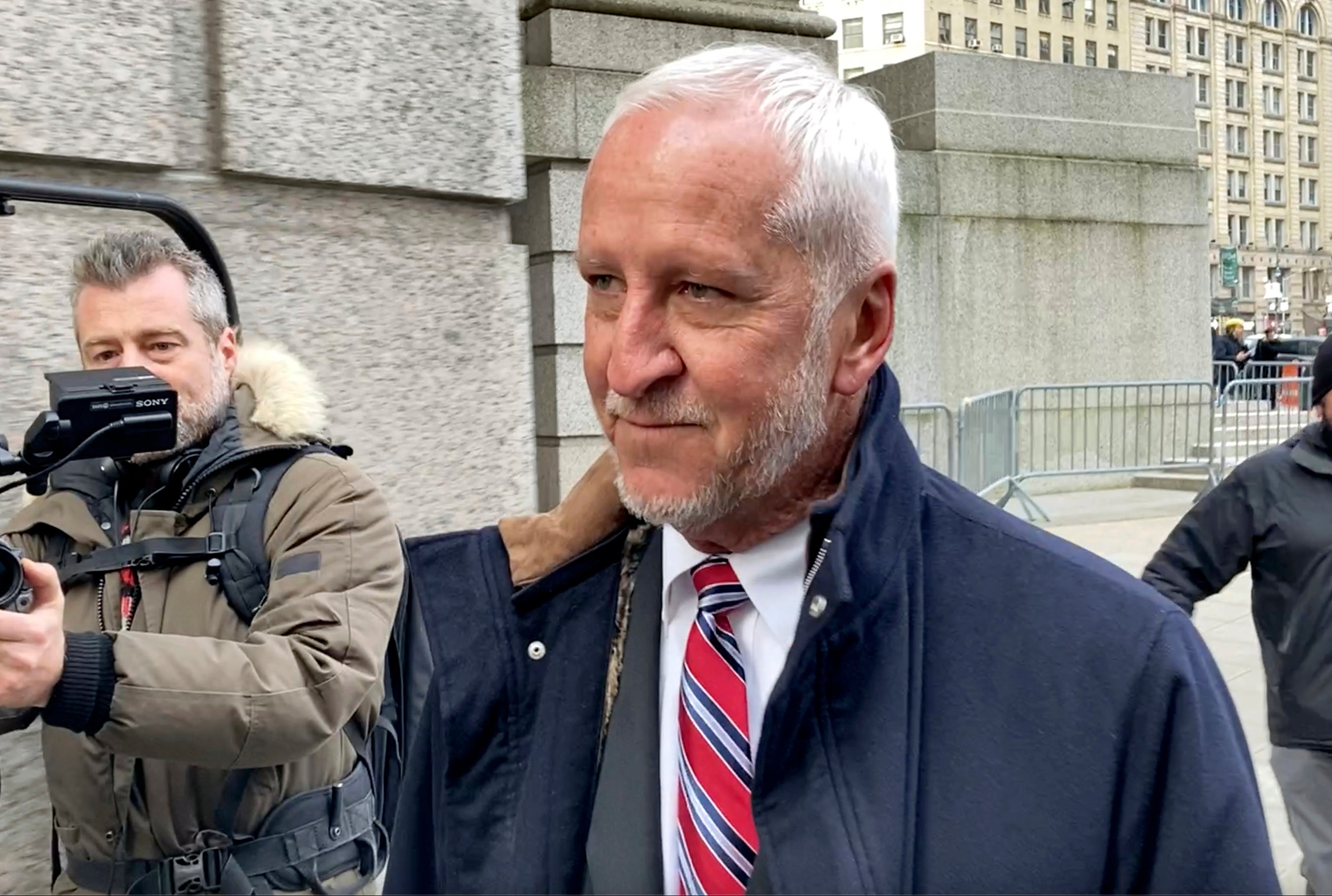 Epstein pilot Larry Visoski arriving to testify at the Manhattan federal court