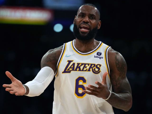 <p>Los Angeles Lakers star LeBron James during a basketball game against the Detroit Pistons on 28 November, 2021</p>