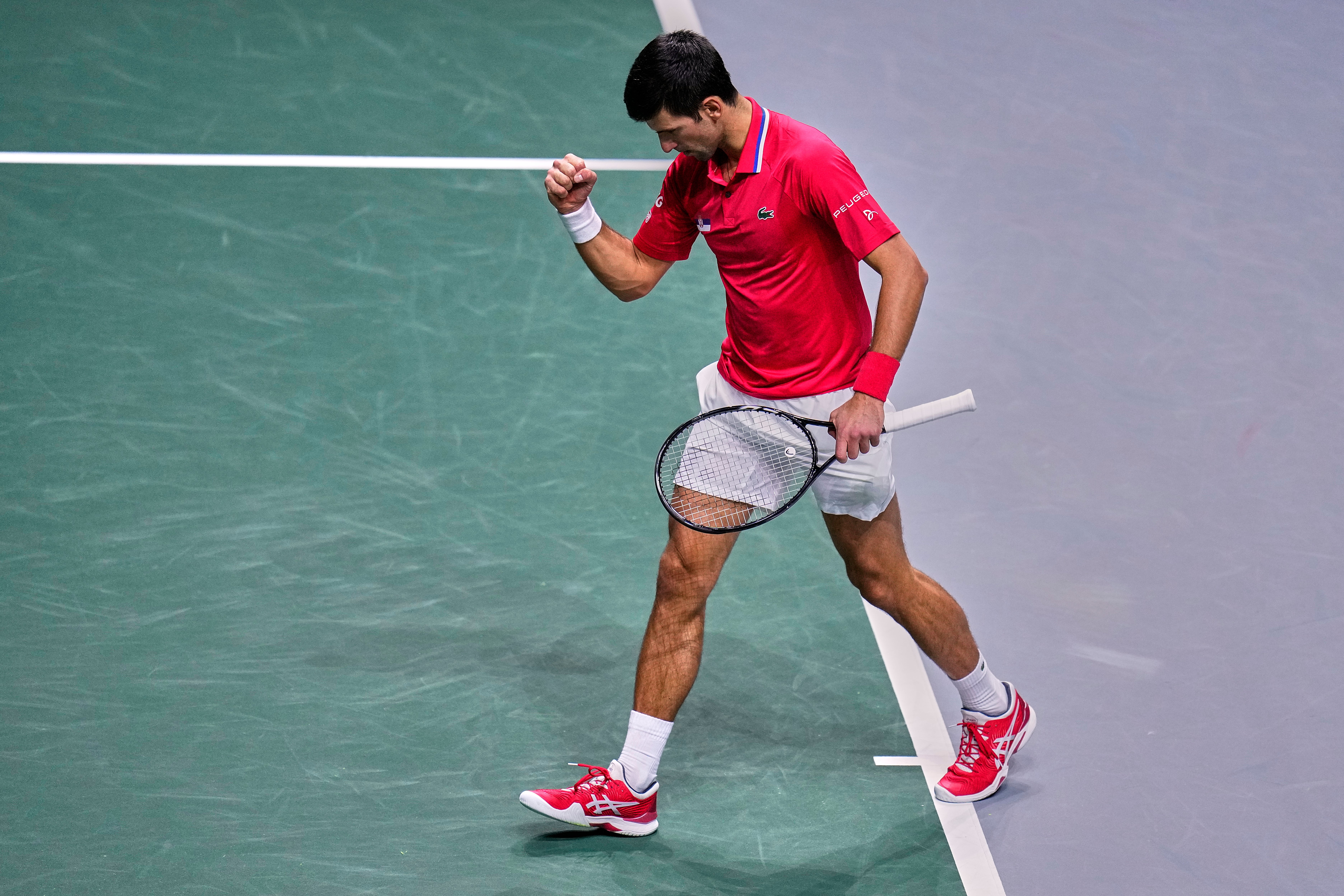 Novak Djokovic celebrates victory over Kazakhstan’s Alexander Bublik (Manu Fernandez/AP)