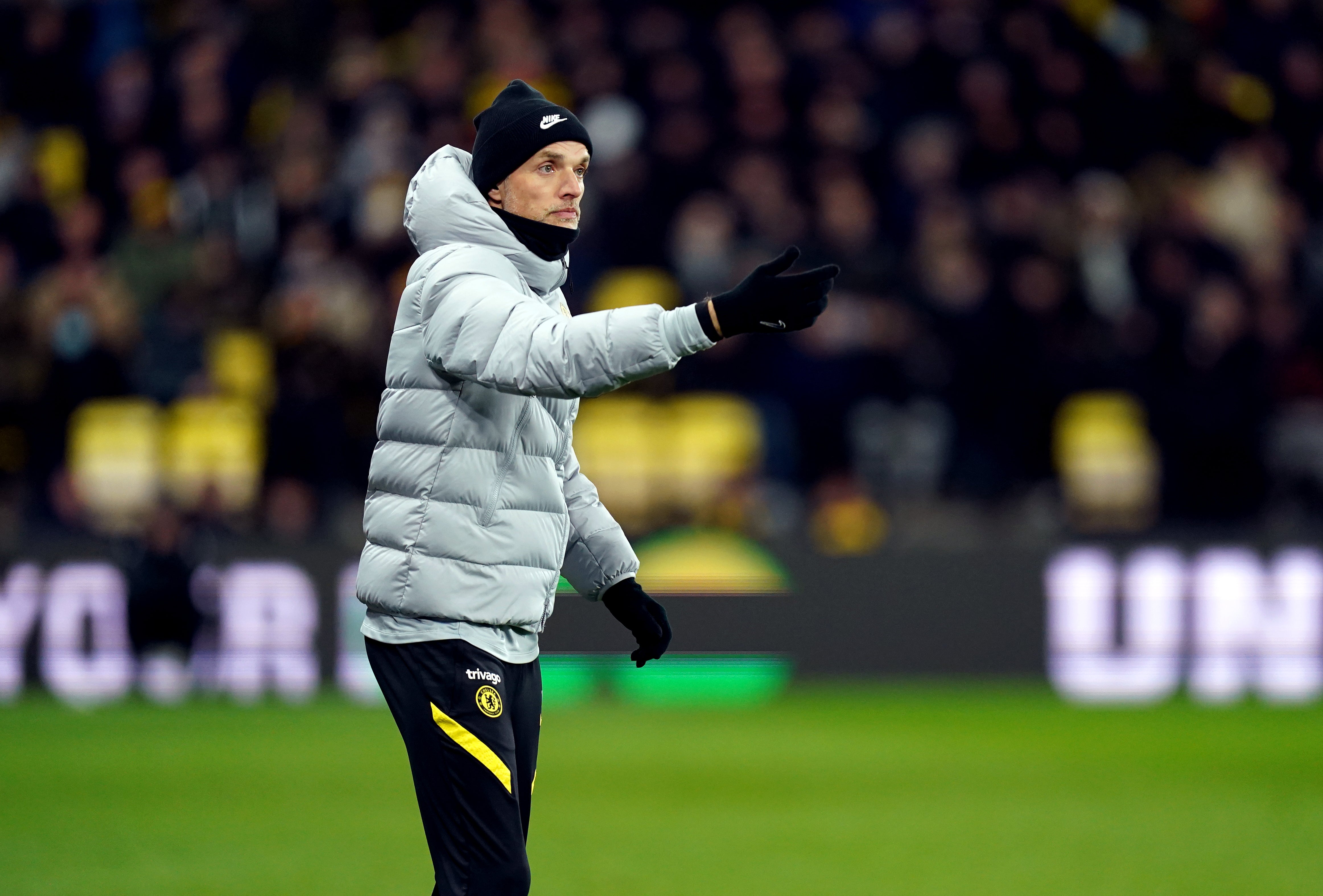 Thomas Tuchel’s Chelsea won a hard-fought match after a Watford fan suffered a cardiac arrest 12 minutes in (Mike Egerton/PA)