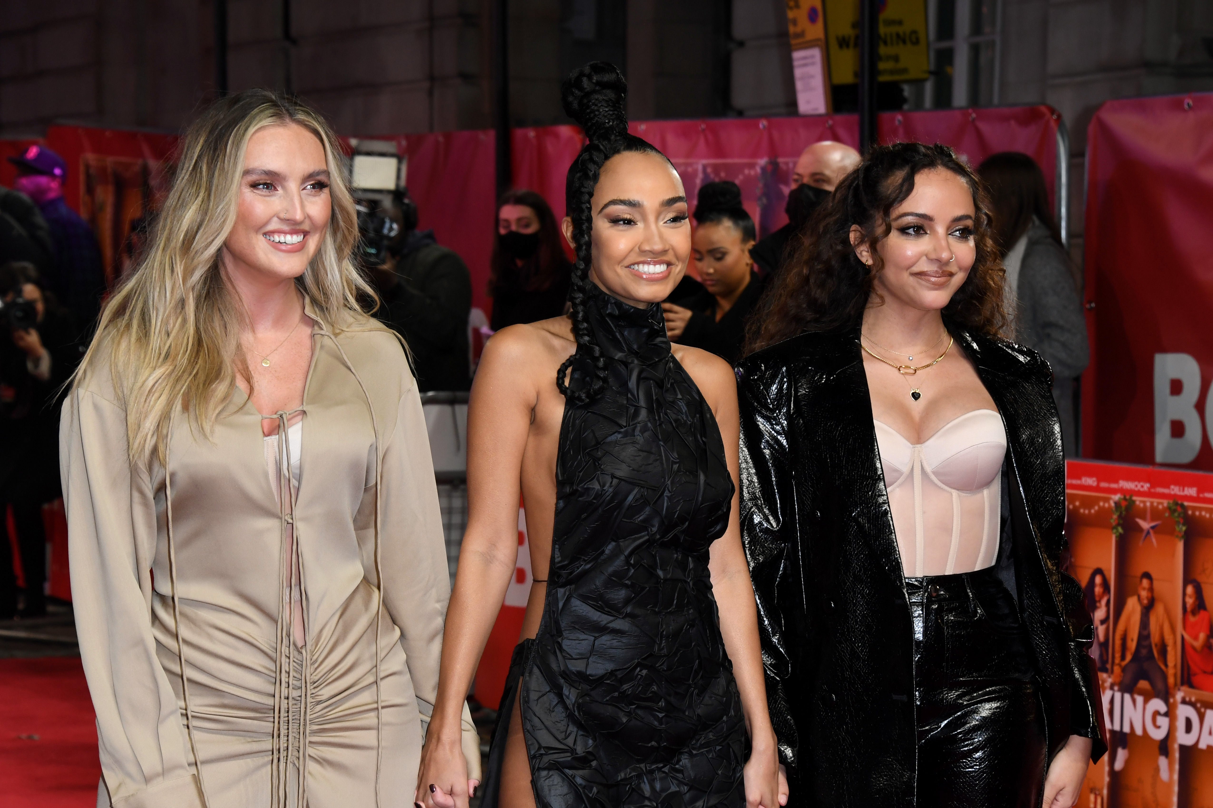 Little Mix members Perrie Edwards (left) and Jade Thirlwall (right) support Leigh-Anne Pinnock at the premiere of her film debut, ‘Boxing Day'