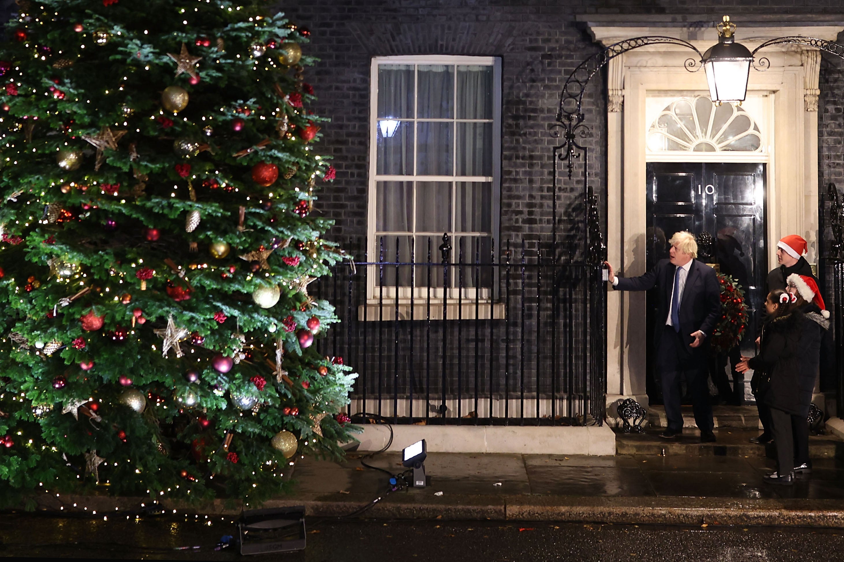 Boris Johnson hosts an event to light up the Downing Street Christmas tree on Wednesday